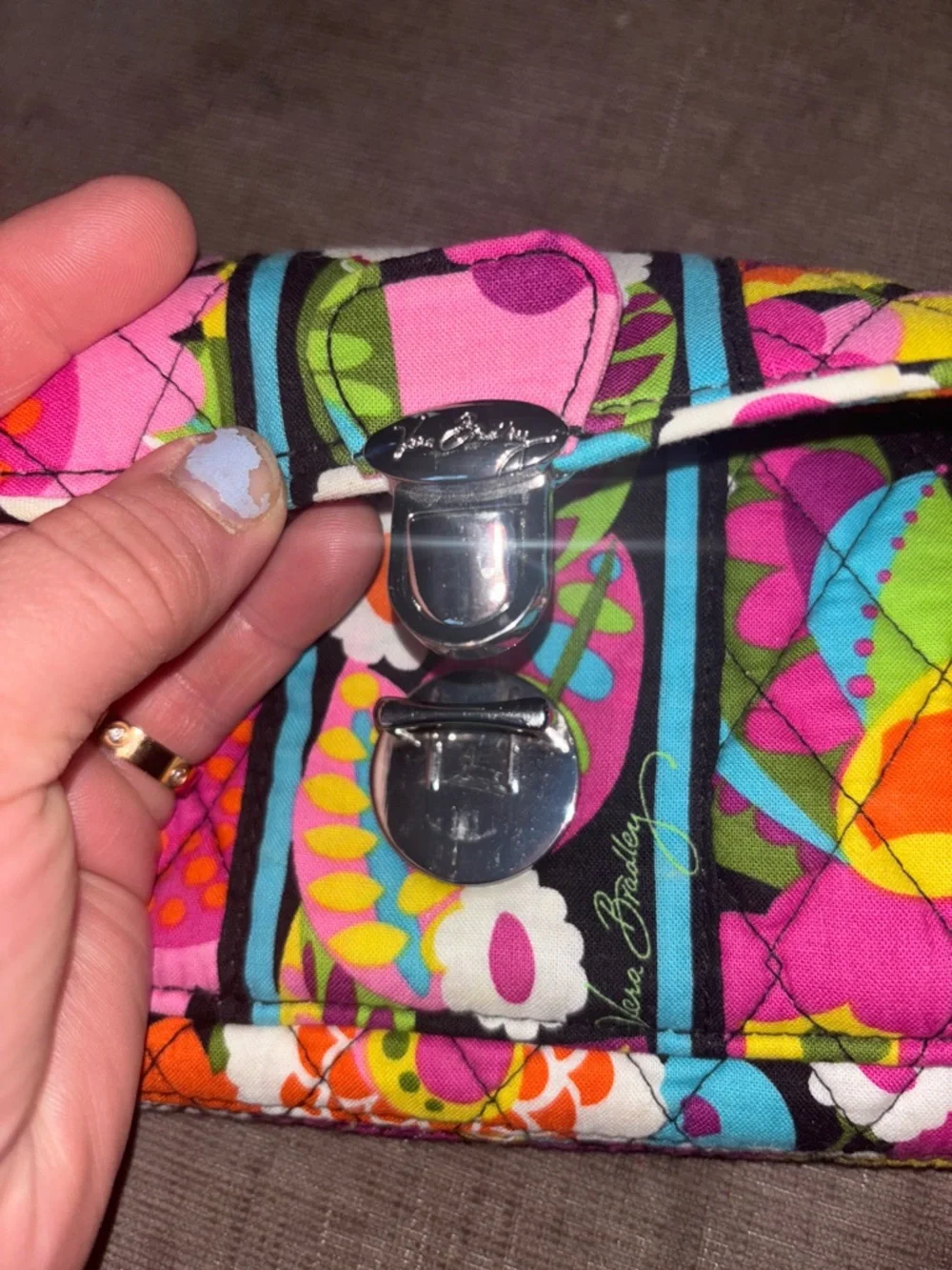 Vera Bradley Multicolor Floral Quilted Wristlet Wallet va va voom